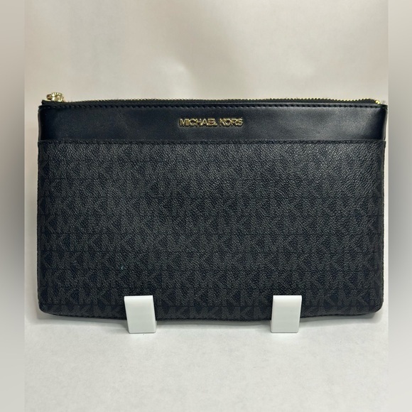 Michael Kors Handbags - Michael Kors Small Black Monogram Clutch